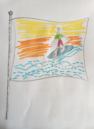 ציור דגל שצייר ילד בעקבות המשימה