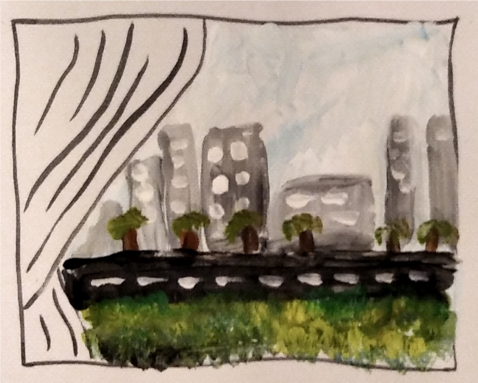 ציור מה שהילד רואה מהחלון